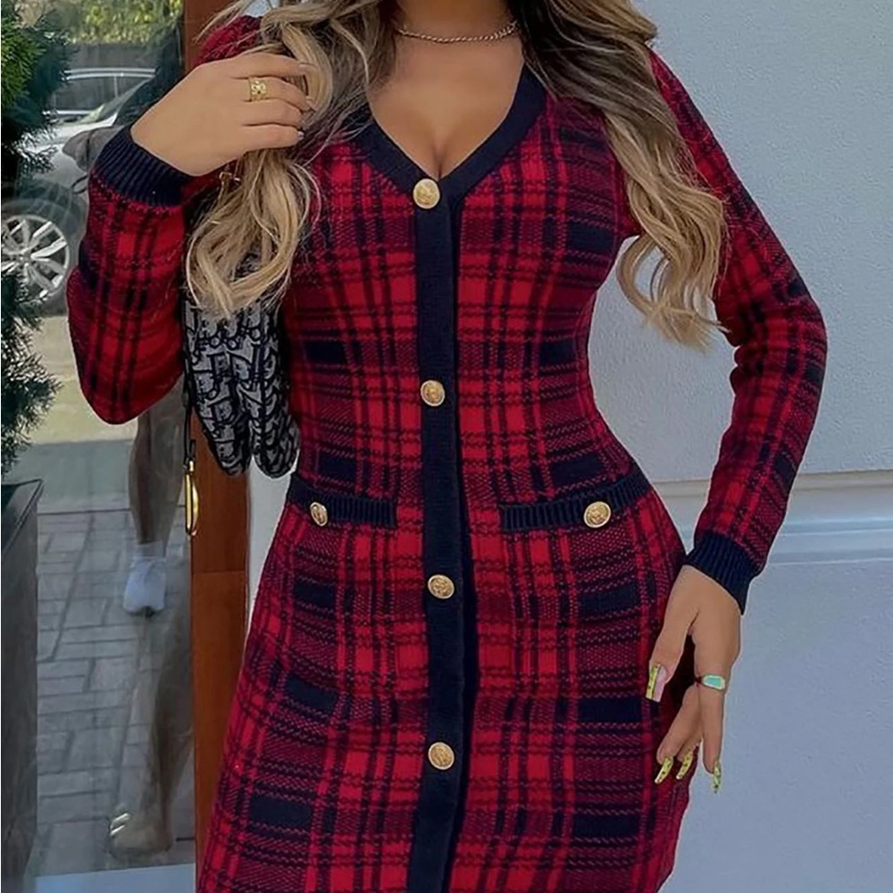 Power Hour Plaid Mini Dress - Red/Black